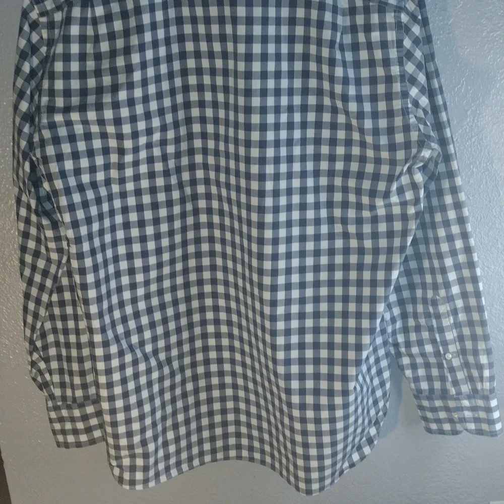 J Crew Light Weight 100% Cotton Blue and White Plaid Button Down Shirt XL